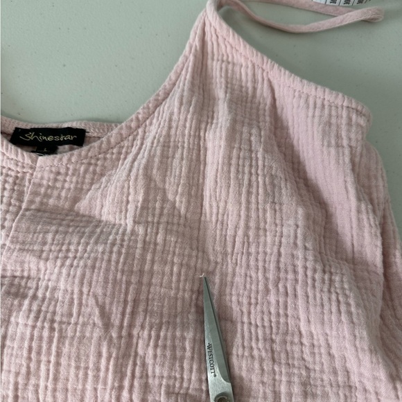 Shinestar pink jumpsuit gauze tie waist Size L - Picture 10 of 11